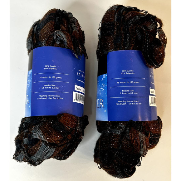 NEW Estelle Yarns Frill Seeker Stargazer (2) Ruffle Ribbon Brown Silver Black - Picture 5 of 7